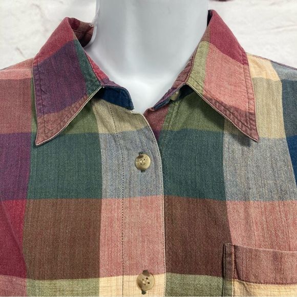 Blue Spruce Womens Shirt SZ L 100% Cotton Button Up Multicolored Plaid VIntage - Picture 3 of 10